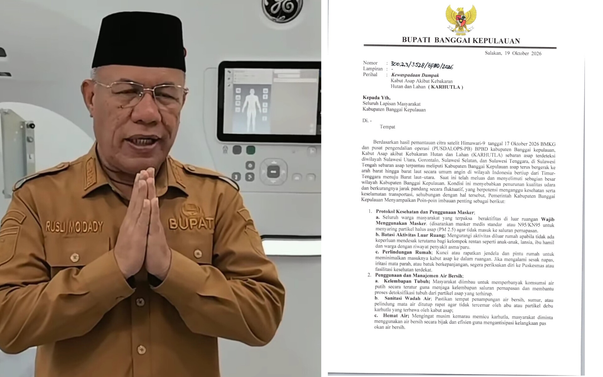 Kabut Asap Karhutla Selimuti Banggai Kepulauan, Bupati Terbitkan Imbauan Waspada